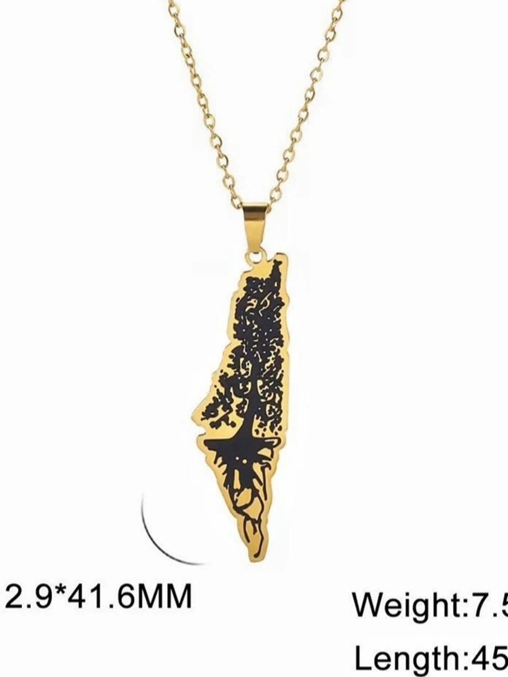 Amaxer Palestine Israel Map Plant Pattern Pendant Necklace